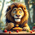 Lion eating